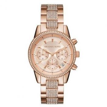 Ladies Michael Kors Ritz Chronograph Watch MK6485 Stainless Steel With Crystal Topring