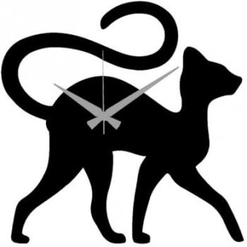 Reloj de Pared Gato 4 - Metal Negro - 30x0,15x30 cm