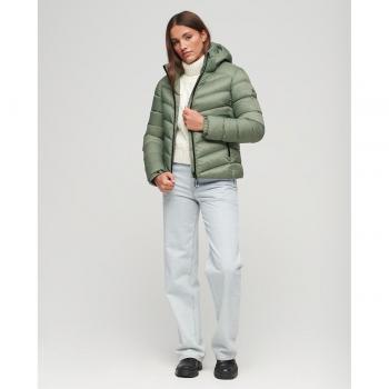 Cazadora Acolchada con Capucha Fuji Superdry para Mujer Verde