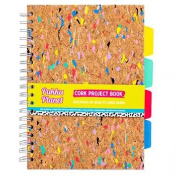 Pukka Planet Cork Project Book B5 181 x 257mm 200 Page 8mm Lined Recycled FSC Paper - Sustainable Eco-Friendly Notebook