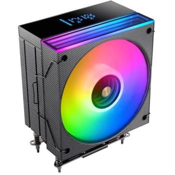 Disipador CPU Mars Gaming MCPU-LCD 300W TDP, 6 Heatpipes, Ventilador ARGB 120mm, Pantalla LCD, Negro
