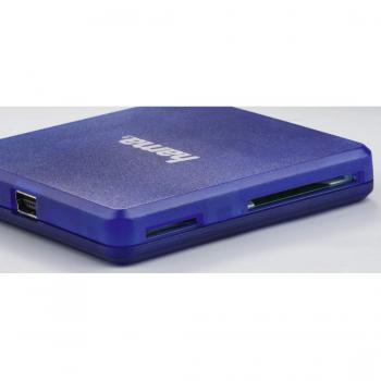 Lector de tarjetas USB 2.0 externo Hama para PC/MAC, SD/microSD/CF, azul