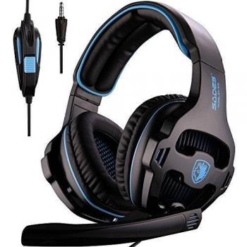 SADES SA 921 Stereo Gaming Headset, ligero sobre el oído juego de ordenador auriculares jack de 3,5 mm con micrófono para PC portátil / MAC / PS4 / XBOX ONE / iPad / Phones con el adaptador libre Splitter