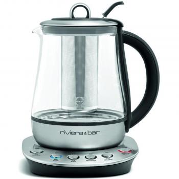 Riviera & Bar QD682A - Tetera de émbolo eléctrica, 1300 W, 1.2 L, color plateado