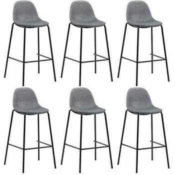 Taburetes de cocina 6 unidades tela gris claro