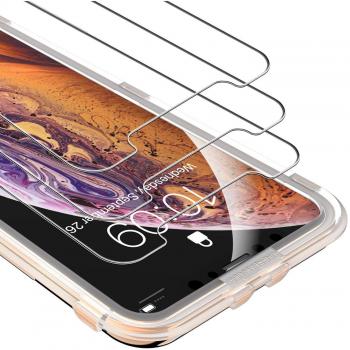 Unbreakcable protector de pantalla de vidrio templado de dureza para iphone xs y x 25d 9h paquete de 3 transparente