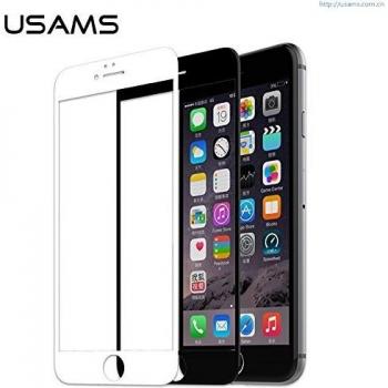 Protector Pantalla Completa USAMS Cristal Templado y Fibra de Carbono 3D Curvo para iPhone 6 Plus 6S Plus Negro