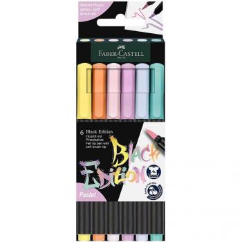 Faber-Castell Black Edition Pastel Brush Pens Set of 6 in Cardboard Wallet