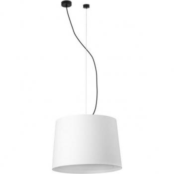 Lámpara colgante cilíndrica Conga de tela blanca, E27, 450 mm