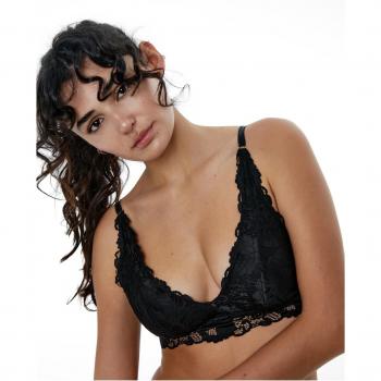 Bralette Halter Ingrid - Black Lace Halter Bra with Hook Closure