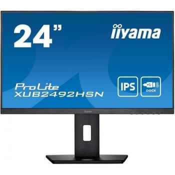 Iiyama ProLite XUB2492HSN-B5 23.8 Full HD IPS LED Monitor with 75Hz Refresh Rate, USB-C Connectivity, Flicker-Free Technology, and Black Chassis