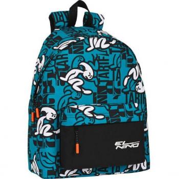 Mochila Escolar El Niño Ocean 33x42x15cm Negro Azul