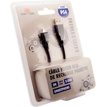 Cable de Carga Micro USB de 3m para Mando PS4/Xbox One/Smartphones - Freaks and Geeks