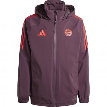 Bayern Munich Tiro 2024/25 Hooded Waterproof Training Jacket - Maroon