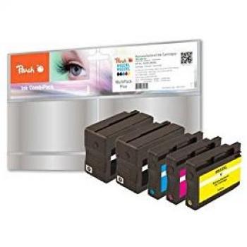 Cartucho de tinta Peach PI300-580 Negro, Cian, Magenta y Amarillo - Pack Combinado PLUS de 5 - Alta Capacidad - Compatible con HP 932XL y 933XL para Officejet 6100,
