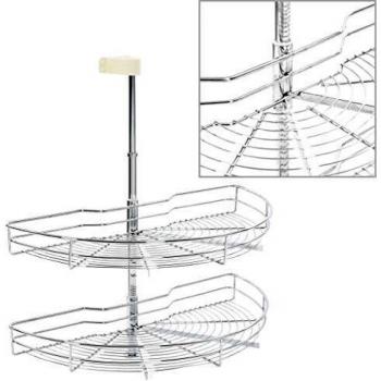 vidaXL - Cesta de Alambre para Cocina, 2 Niveles, para armarios Inferiores, Color Plateado, 180 Grados, 75 cm