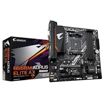 Placa Base Gigabyte B550M AORUS ELITE AX - Soporta CPUs AMD Ryzen 5000, VRM Digital 5+3 Fases, hasta 4733MHz DDR5 (OC), 1x PCIe