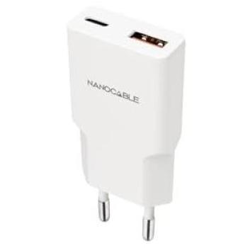 Cargador USB-C/PD y USB-A/QC 30W - Carga rápida doble - Blanco