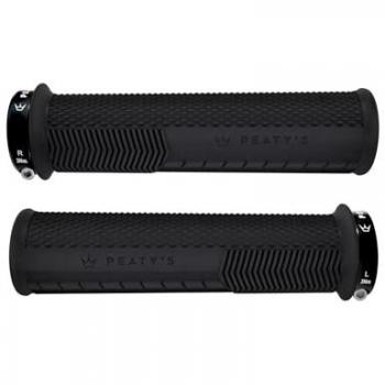 Peaty's Monarch Grips - Knurl Black, Thick (32-34mm), Race Control, Durable, Ergonomic Finger Bars, Comfort Thumb Pad, All Day Riding, All Weather & Terrain, MTB Enduro Downhill Ebike Mountain Bike