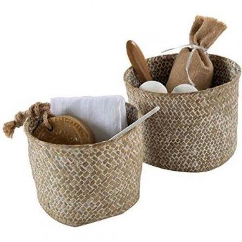Compactor Set 2 cestas redondas trenzado natural, Tamaño Ø 14 x 11 cm y Ø 16 x 12 cm, RAN6534