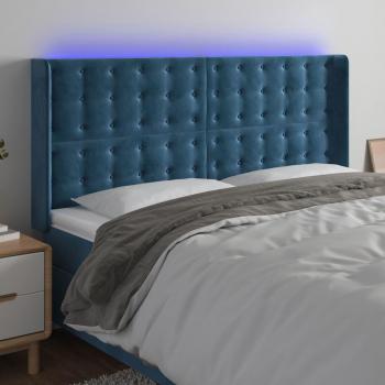 Cabecero LED de Terciopelo Azul Oscuro 163x16x118/128 cm