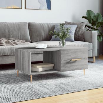 Mesa de centro madera contrachapada 90x50x40 cm en colores Blanco, Negro y Gris Sonoma, ideal para salón o comedor, diseño auxiliar y funcional