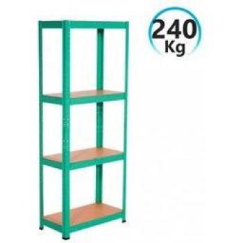 Estantería Metálica Verde Con 4 Baldas Ajustables 148X60x30cm 240Kg