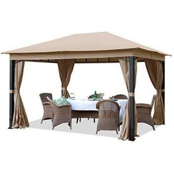 Cenador de jardín TOOLPORT Sunset Premium 3x4 m, color capuchino, lona de techo impermeable de aproximadamente 220g/m², incluye 4 partes laterales