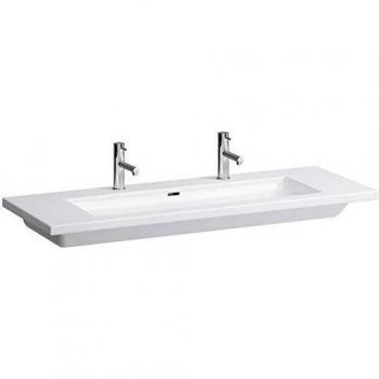 Lavabo Laufen Living Square 130x48 cm, bajo encimera, con desagüe, 3 agujeros para grifería, blanco