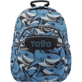Mochila Escolar Totto Acuarela con Diseño de Tiburones