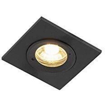 Set de 3 focos empotrados negros cuadrados IP44 XENA - Acero inoxidable, adecuado para LED, máximo 3 x 50W