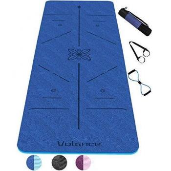 Tapetes de ioga e pilates antiderrapantes， tapete desportivo antiderrapante com linha corporal, material ecológico TPE, Con cuerdas deportivas, correas, mochilas,183 cm x 61 cm