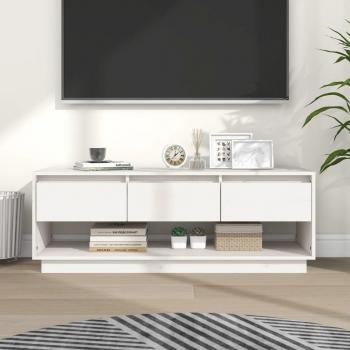 Mueble para TV blanco 110,5x34x40 cm madera maciza de pino