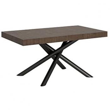 Mesa extensible Famas 90x160/264 cm, estructura de nogal antracita