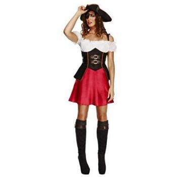 Smiffy'S 43482L Disfraz Fever De Muchacha Pirata Con Vestido, Enagua Adjunta, Sombrero Y Cubrebotas, Negro, L - Eu Tamaño 44-46