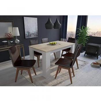 Skraut Home - Mesa de Comedor Escandinava de 140 cm, Medidas: 138x80x75 cm, opciones en varios colores mate, Color Roble Claro y Blanco