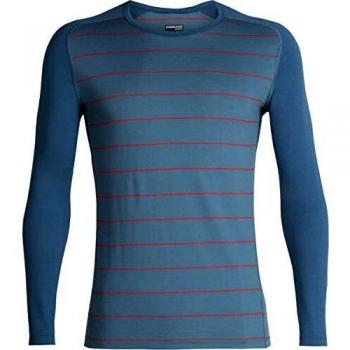 Ice Breaker Men's 200 Oasis Deluxe Raglan Long Sleeve Crewe Capa de Base, Hombre, Granito Azul/Rojo Chili, L