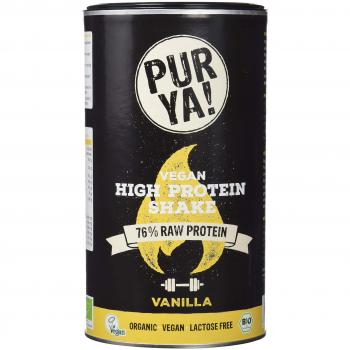 PURYA! BIO VANILLA bebida en polvo, para batidos saludables de alto contenido proteico, proteína vegana en polvo para músculos y fitness, sin lactosa, 550g