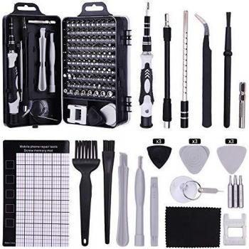 UIHOL 126 en 1 Juego de Destornilladores de Precisión con Magnetizador, Kit de Herramientas Precision de Reparación de Bricolaje Profesional para iPhones, Reloj, Tablet PC, MacBook, Cámara, Negro