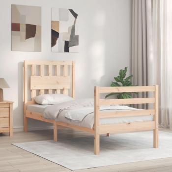 Cama Individual Pequeña con Cabecero de Madera Maciza