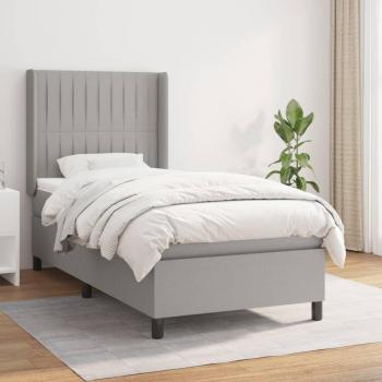 Cama box spring con colchón de muelles gris claro 100x200 cm tela Chiaro vidaXL