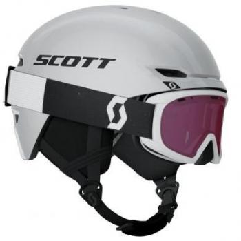 Pack Casco y Gafas de Esquí Scott Keeper 2 + Goggle Jr Witty (Blanco) Junior - Casco Blanco Negro con Lente Antiniebla Witty Enhancer Violeta Junior - Talla S