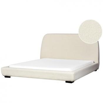 Cama King Size Clásica con Cabecero Tapizado en Bouclé Beige 160 x 200 cm Roisel