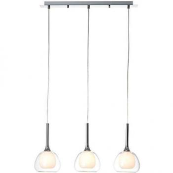 Lámpara colgante Hadan 3 luces E14, cromo y blanco transparente, altura ajustable