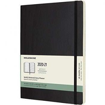 Agenda Semanal XL 18 Meses 2020-2021 Moleskine Negra Tapa Blanda