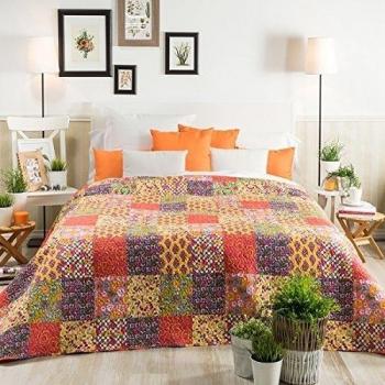 Sancarlos - Colcha Bouti Diseño Vasilia Naranja - Relleno Ligero - Esquinas Redondeadas - Varias Medidas Disponibles, Cama 90