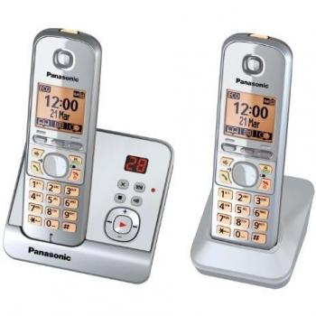 Teléfono Inalámbrico Panasonic KX-TG6722GS DECT con Contestador Automático y Pantalla de 1,8 - Plata Perla