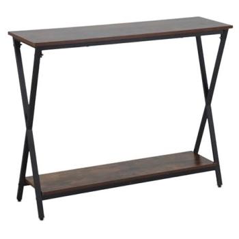 Mesa Consola Estrecha Relaxdays, 80 x 100 x 30 cm, Metal y MDF, con 2 Estantes, Marrón/Negro
