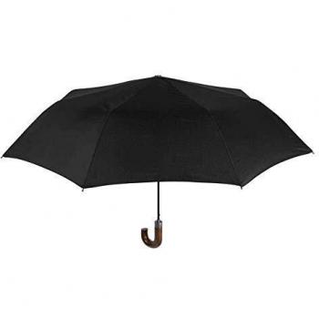PERLETTI 26016 Umb. Gent. Mini 58/8 AUT. 3 sect. Mango de madera negro Crook resistente al viento, multicolor