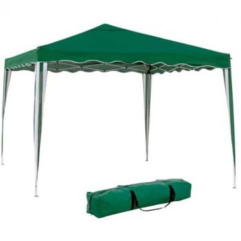 Carpa Cenador Gazebo Plegable de Acero 3x3m con Ventilación Superior, Protección UV, Antiviento, 4 Bolsas de Arena y Bolsa de Transporte (Verde)